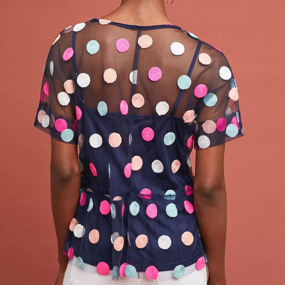Eva Franco x Anthropologie Leslie Polka Dot Tulle Top – Large